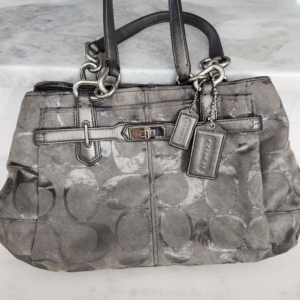 Coach silver/taupe shoulder bag